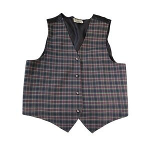Separate Scene‎ Vintage Plaid Waistcoat Vest Green Purple Tartan Button Front L
